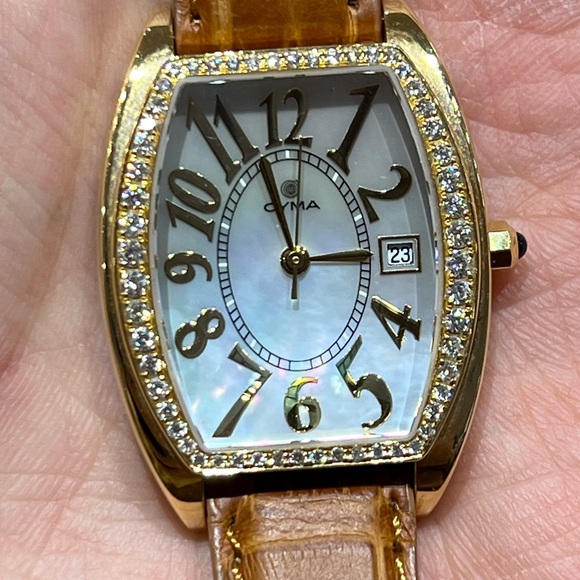 CYMA 18K Yellow Gold Diamond Mother of Pearl Dress Watch main image 5